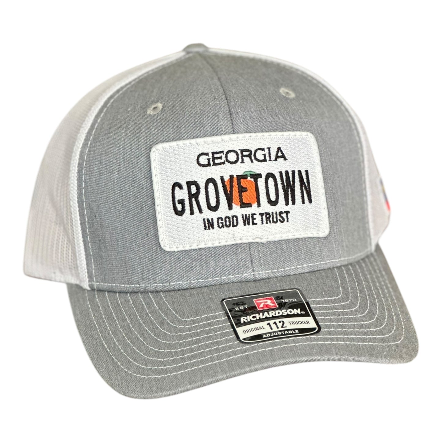 GHC's "Grovetown" Patch Hat Richardson 112 Heather Grey/White