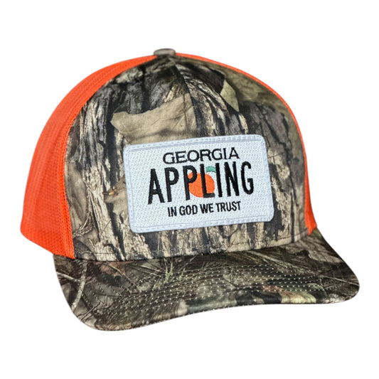"MADE IN APPLING" Patch Hat GHC's Mossy Oak Camo/Orange