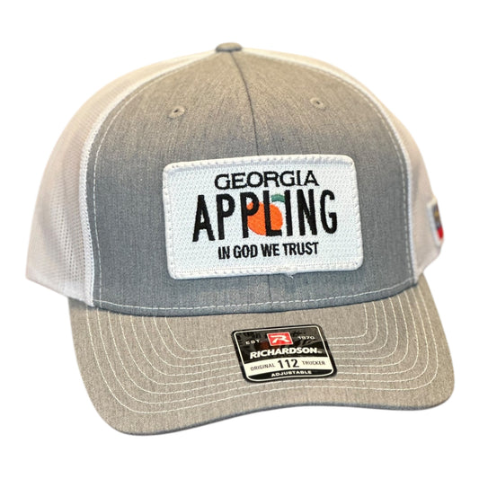 "MADE IN APPLING" Patch Hat Richardson 112 Heather Grey/White