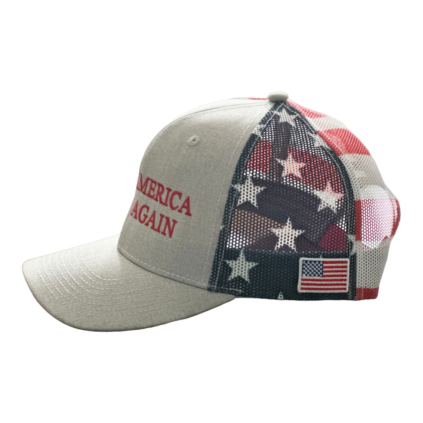 GHC's "MAKE AMERICA GREAT AGAIN" w/5.56 Bullet Stars & Stripes Heather Grey /Red