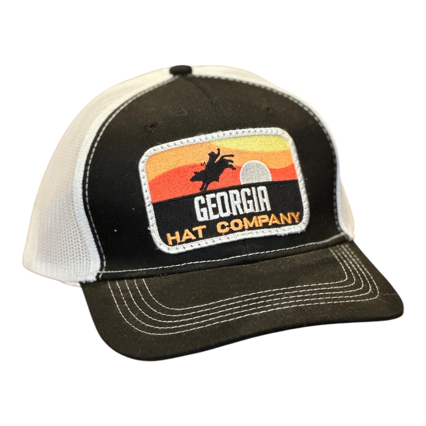 YOUTH- GHC's Patch Hat "Bull Rider" Trucker Cap Black/White