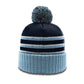 GHC's Striped Beanie w/Cuff & Pom Pom Richardson 135/Navy/Columbia Blue/White