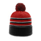 GHC's Striped Beanie w/Cuff & Pom Pom Richardson 135/ Blk/Red/White