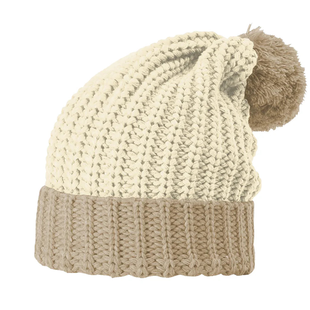 GHC's Embroidered "G" Richardson 143 Chunk Cable With Pom/Cream w/Mocha