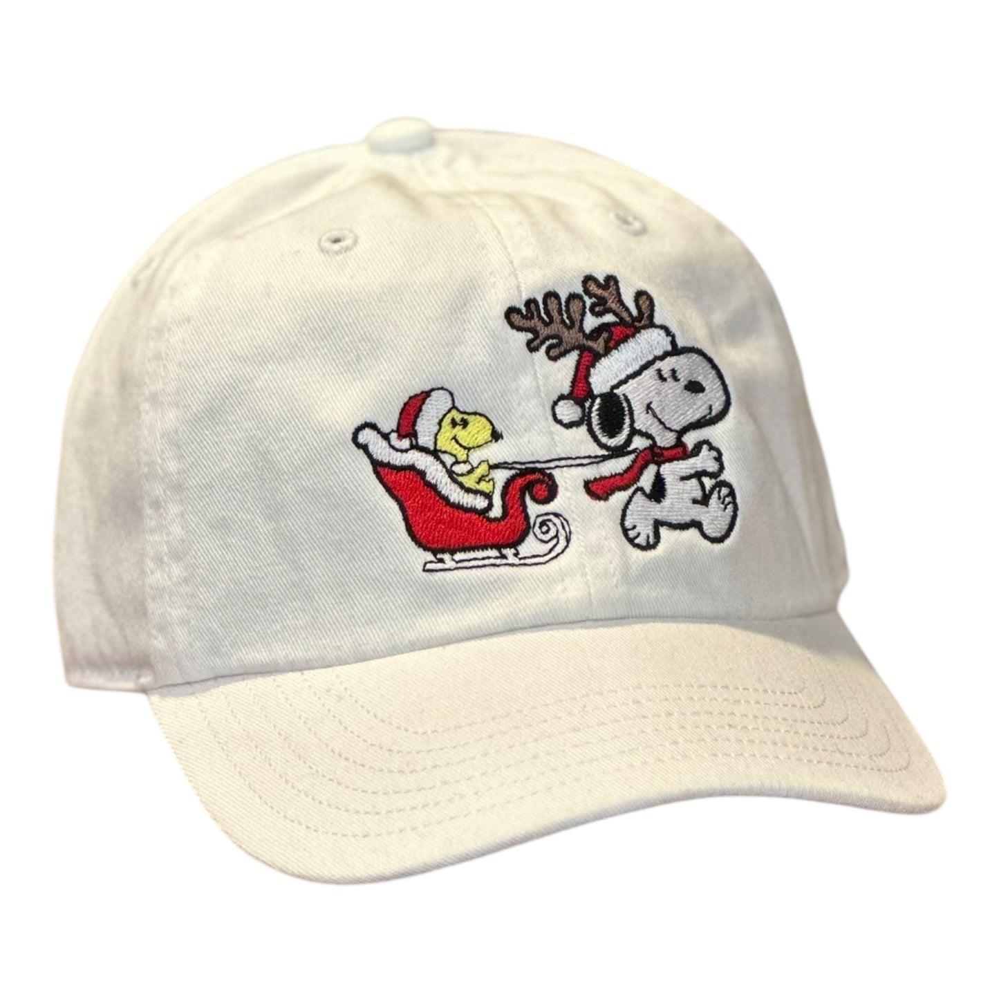 GHC's Christmas Snoopy & Woodstock Sleigh Richardson 320T Toddler Cap/White