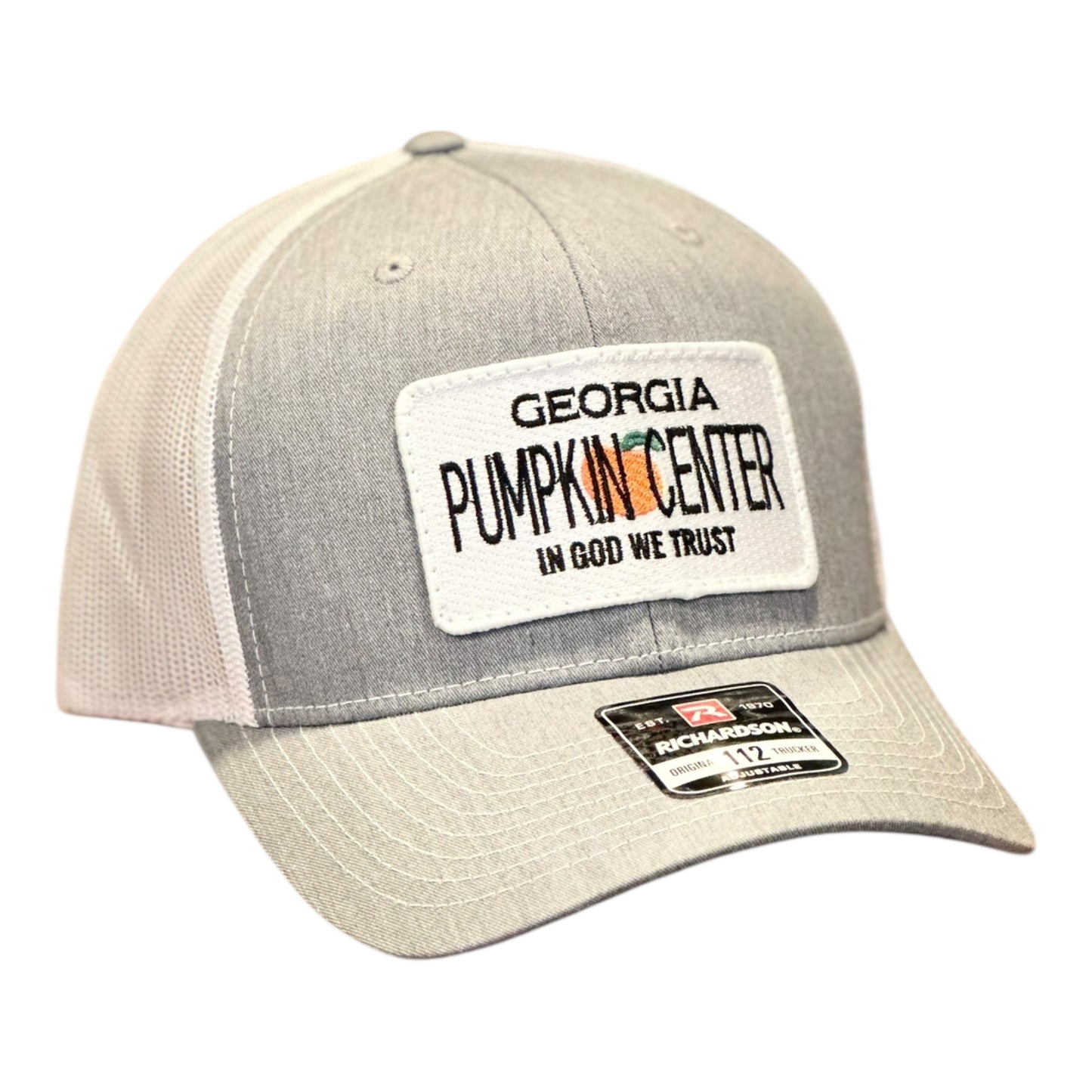 GHC's "In God We Trust" PUMPKIN CENTER Patch Hat Richardson 112 Hthr Grey/White