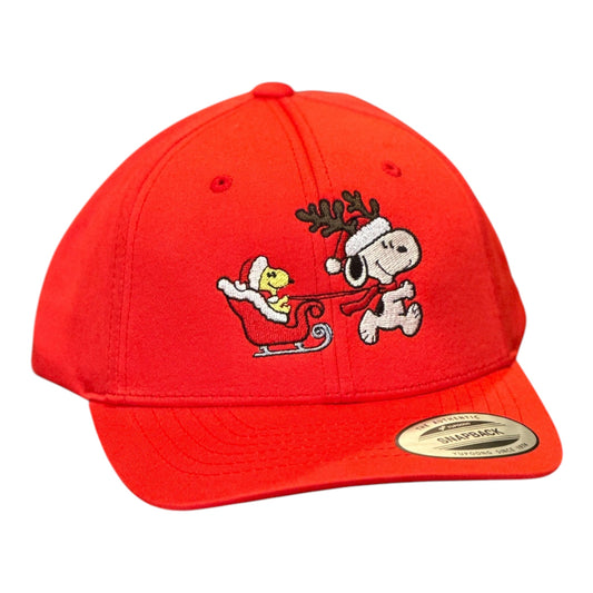 YOUTH- GHC's Flex Fit Embroidered Christmas Snoopy/Woodstock/Red