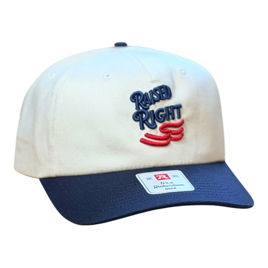 3-D Embroidered "Raised Right" Richardson 356  Khaki/Navy