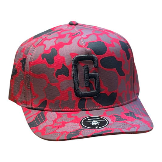3-D Embroidered Georgia Hat Company Logo Zapped Blackhawk- Camo Red/Black