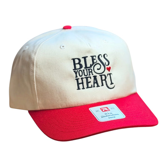Embroidered "Bless Your Heart" Richardson 356  Khaki/Red