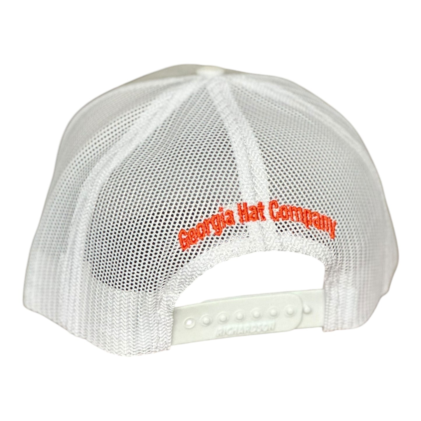 3-D Red Embroidered Georgia Hat Co Logo Richardson 112 White/Neon Orange
