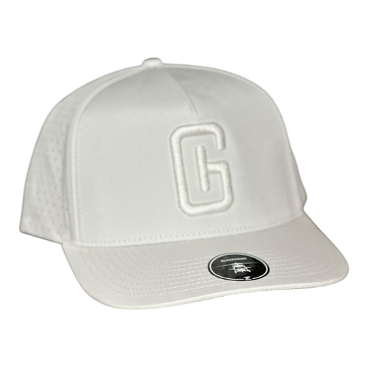 3-D Embroidered Georgia Hat Company Logo Zapped Blackhawk/White