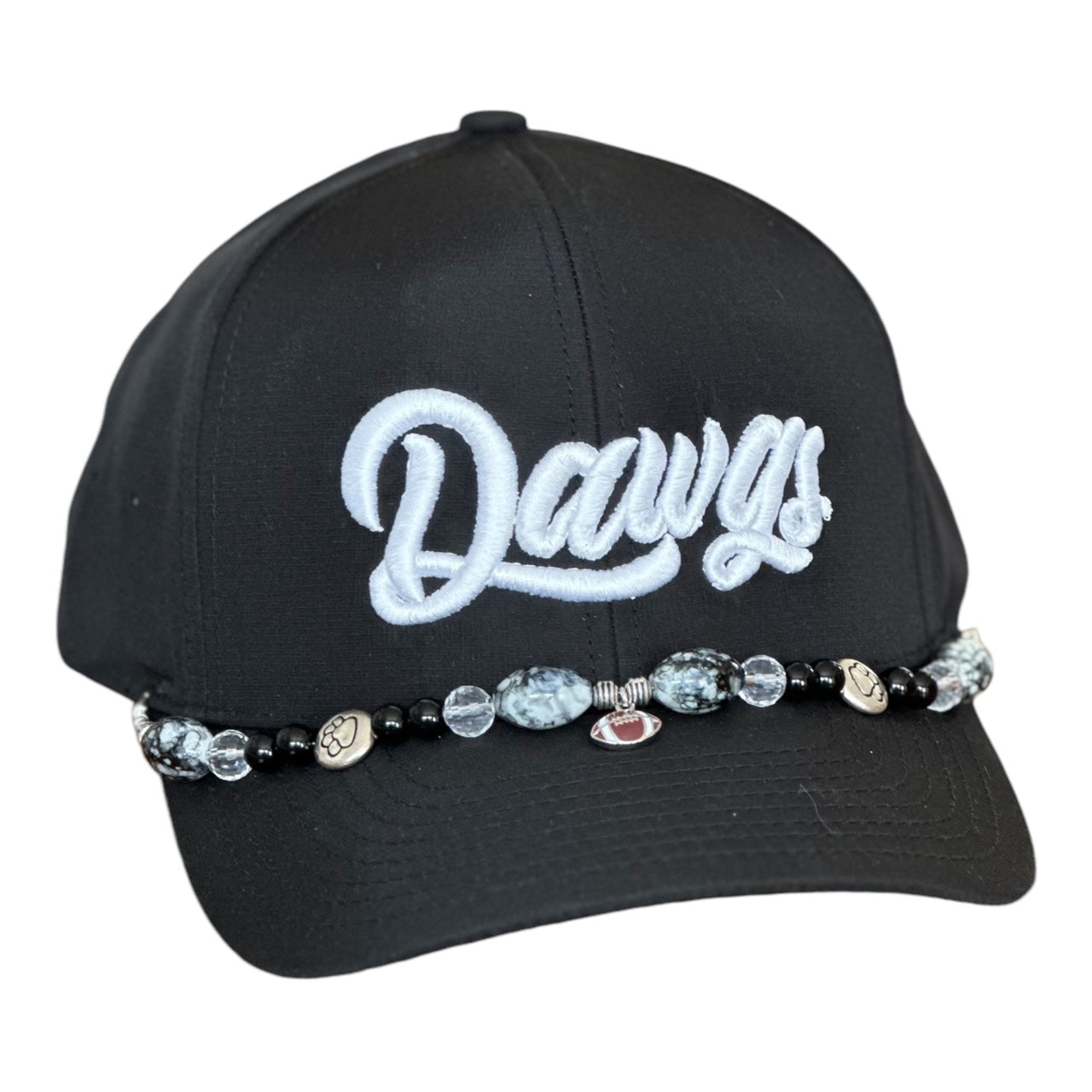 Georgia Hat Company's Custom 3D PUFF Embroidered and Jeweled "DAWGS" Water Repellent Cap/ Black