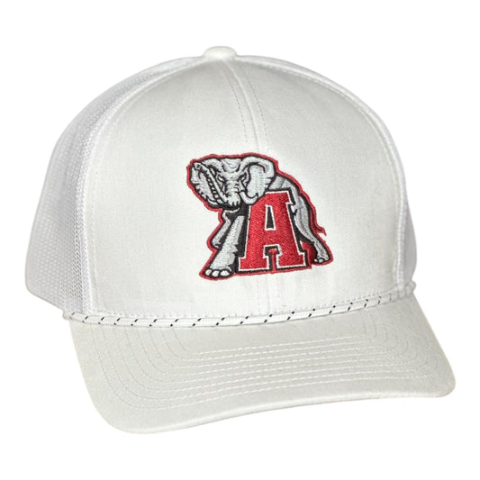 GHC's Braided Cap Embroidered Alabama Elephant  /White