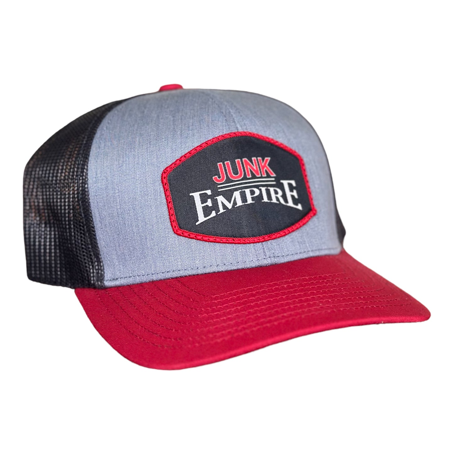 Junk Empire Logo Georgia Hat Company's Snapback Trucker Hat Heather Grey/Lt Charcoal/Varsity