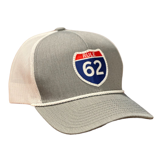 Rule 62 BR Logo GHC's Snapback Trucker Heather Grey/White