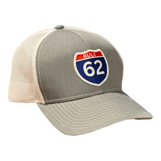 Rule 62 Logo GHC's Snapback Trucker Heather Grey/White