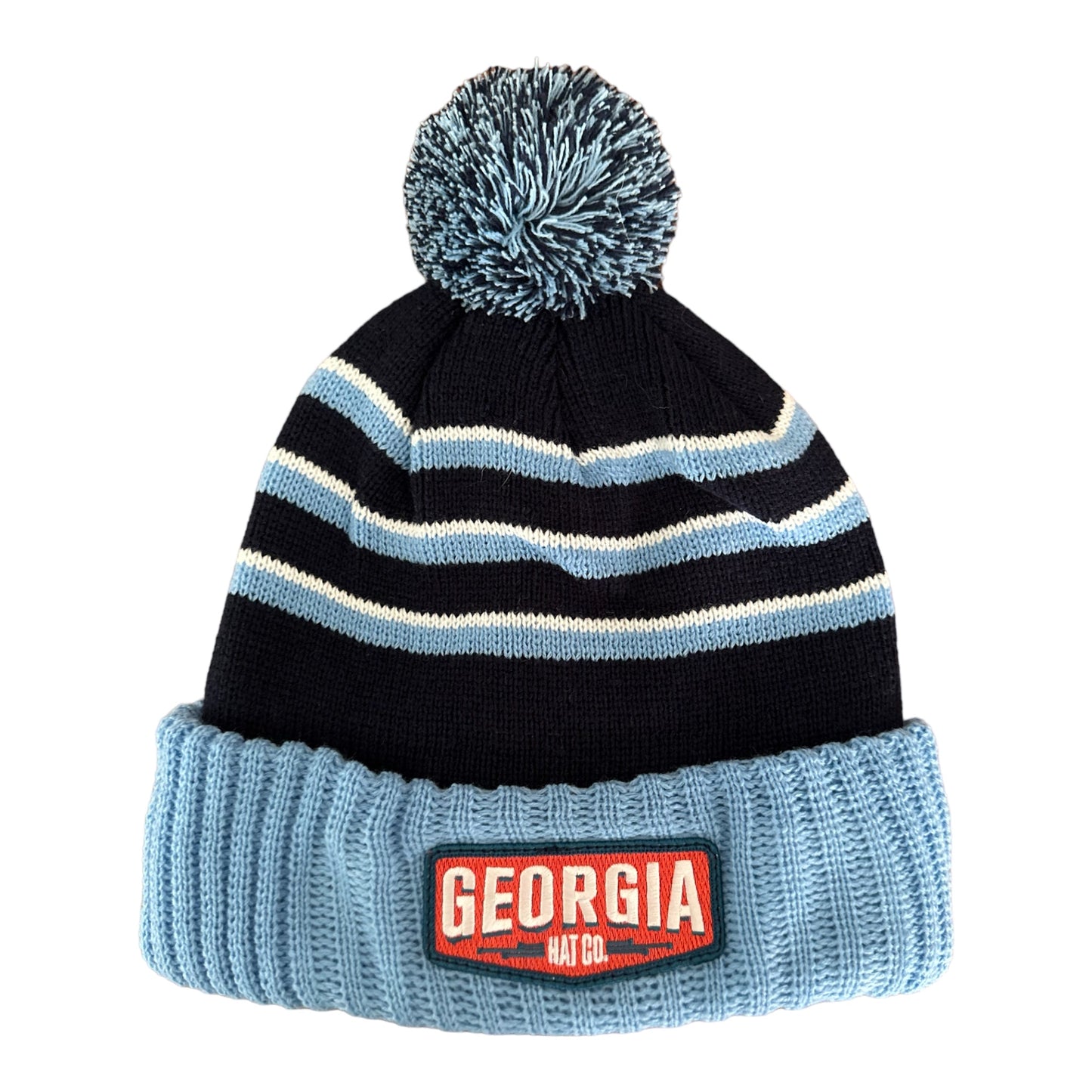 GHC'S "OLD SCHOOL" RICHARDSON 134 STRIPED BEANIE W/CUFF & POM BLUE/WHITE