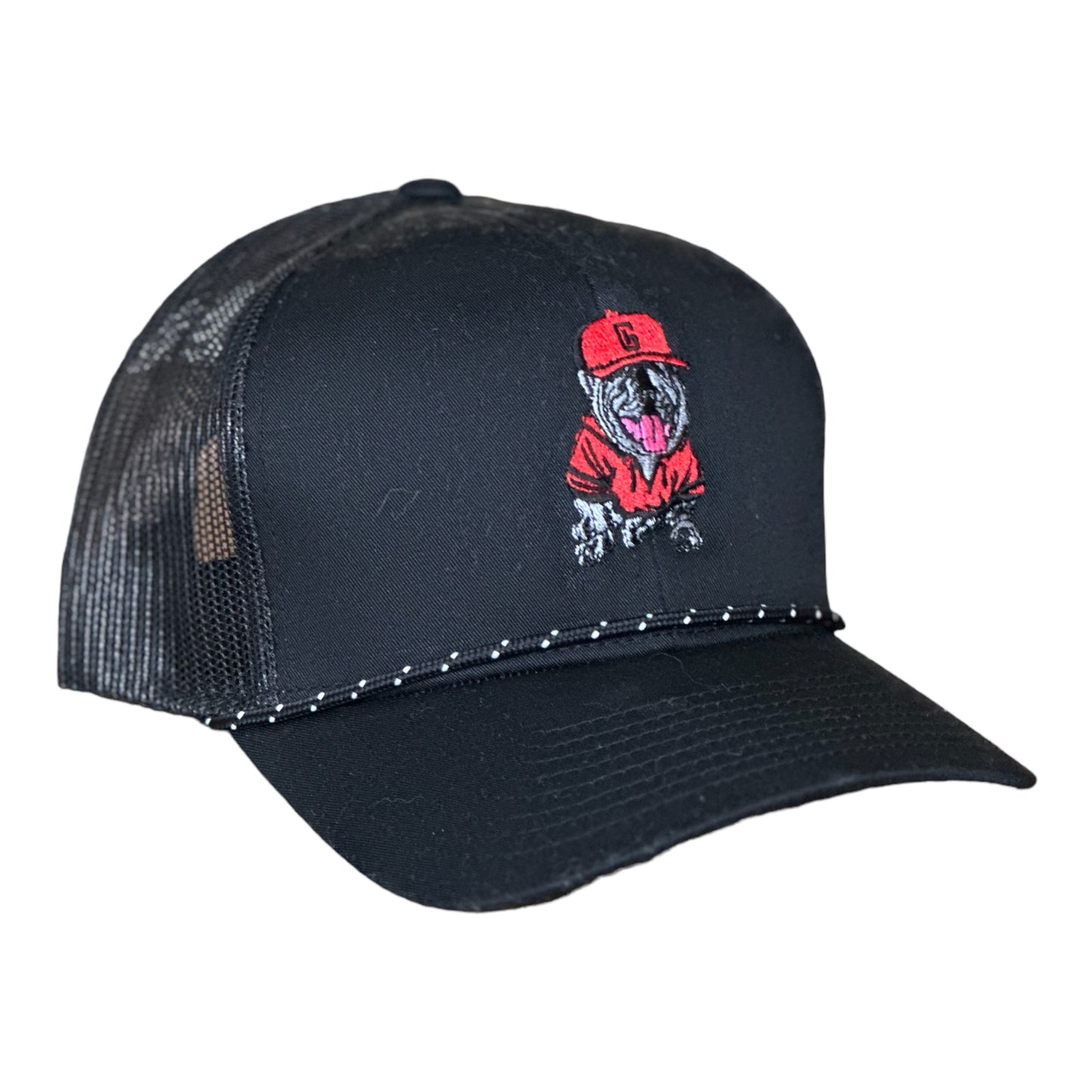 GHC's Embroidered Braided Bulldog Snapback Trucker Black