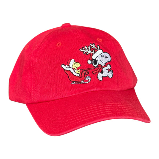GHC's Embroidered Christmas Snoopy/Woodstock Richardson R55 Cloth Hat/Red