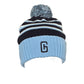 GHC's Striped Beanie w/Cuff & Pom Pom Richardson 135/Navy/Columbia Blue/White