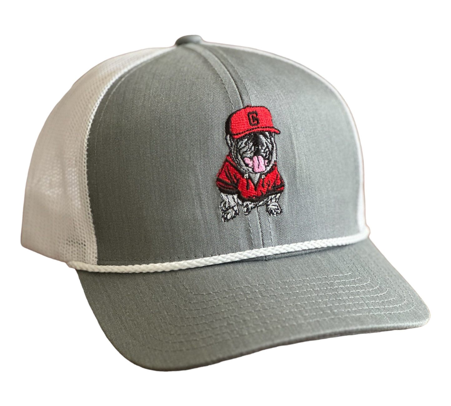 GHC's Braided Bulldog Embroidered Snapback Trucker Silver/White