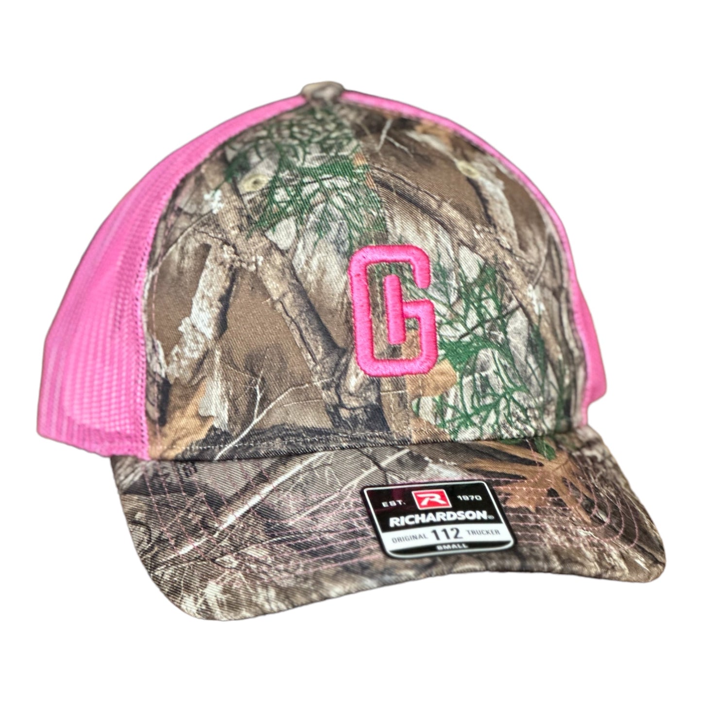 GHC's Embroidered Bulldog Richardson 112 Snapback Camo-Small/Pink