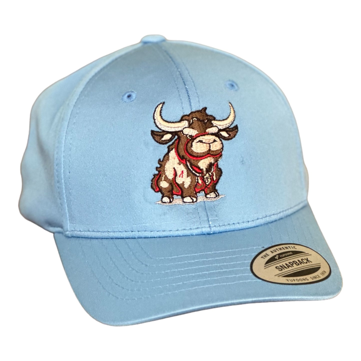 YOUTH- GHC's Embroidered Bull Yupoong Snapback/Columbia Blue