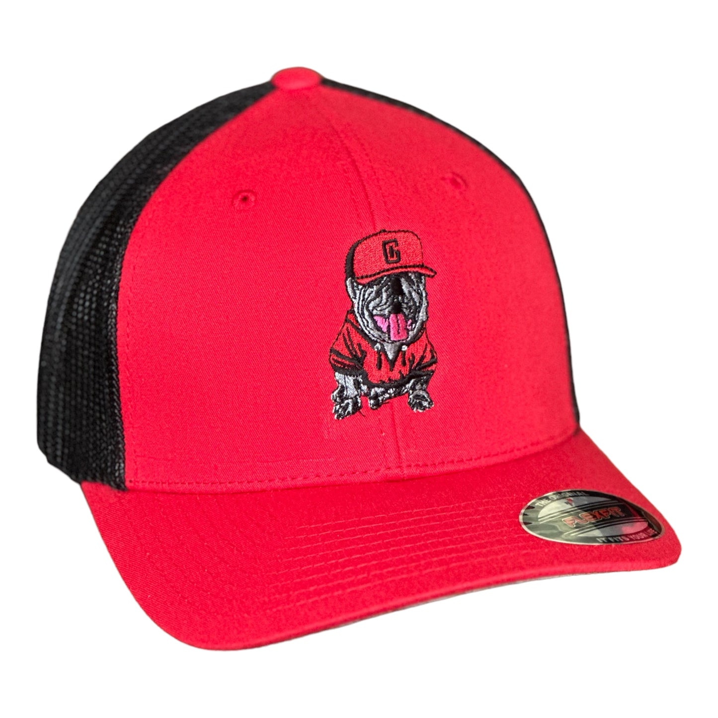 GHC's Embroidered Bulldog Flex Fit By Yupoong Red/Black