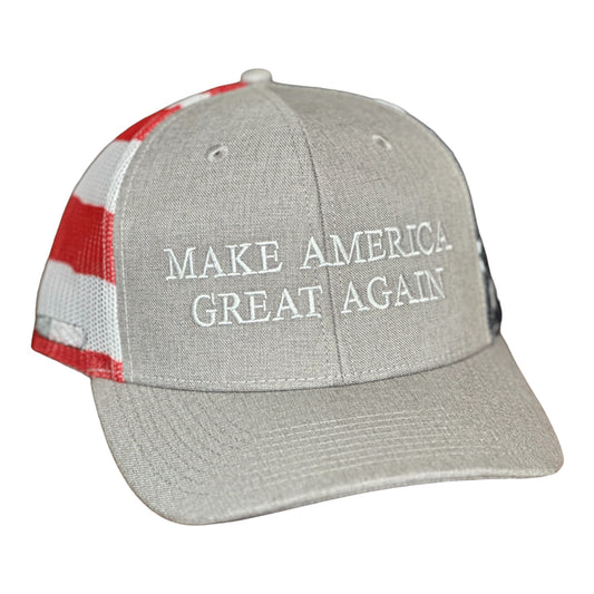 GHC's "MAKE AMERICA GREAT AGAIN" w/5.56 Bullet Stars & Stripes Heather Grey /White