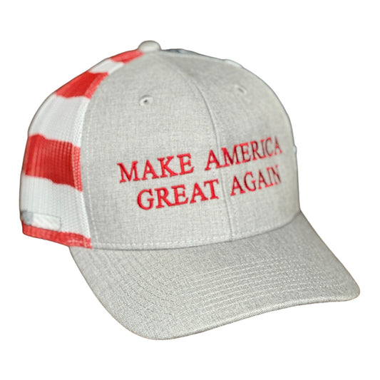 GHC's "MAKE AMERICA GREAT AGAIN" w/5.56 Bullet Stars & Stripes Heather Grey /Red