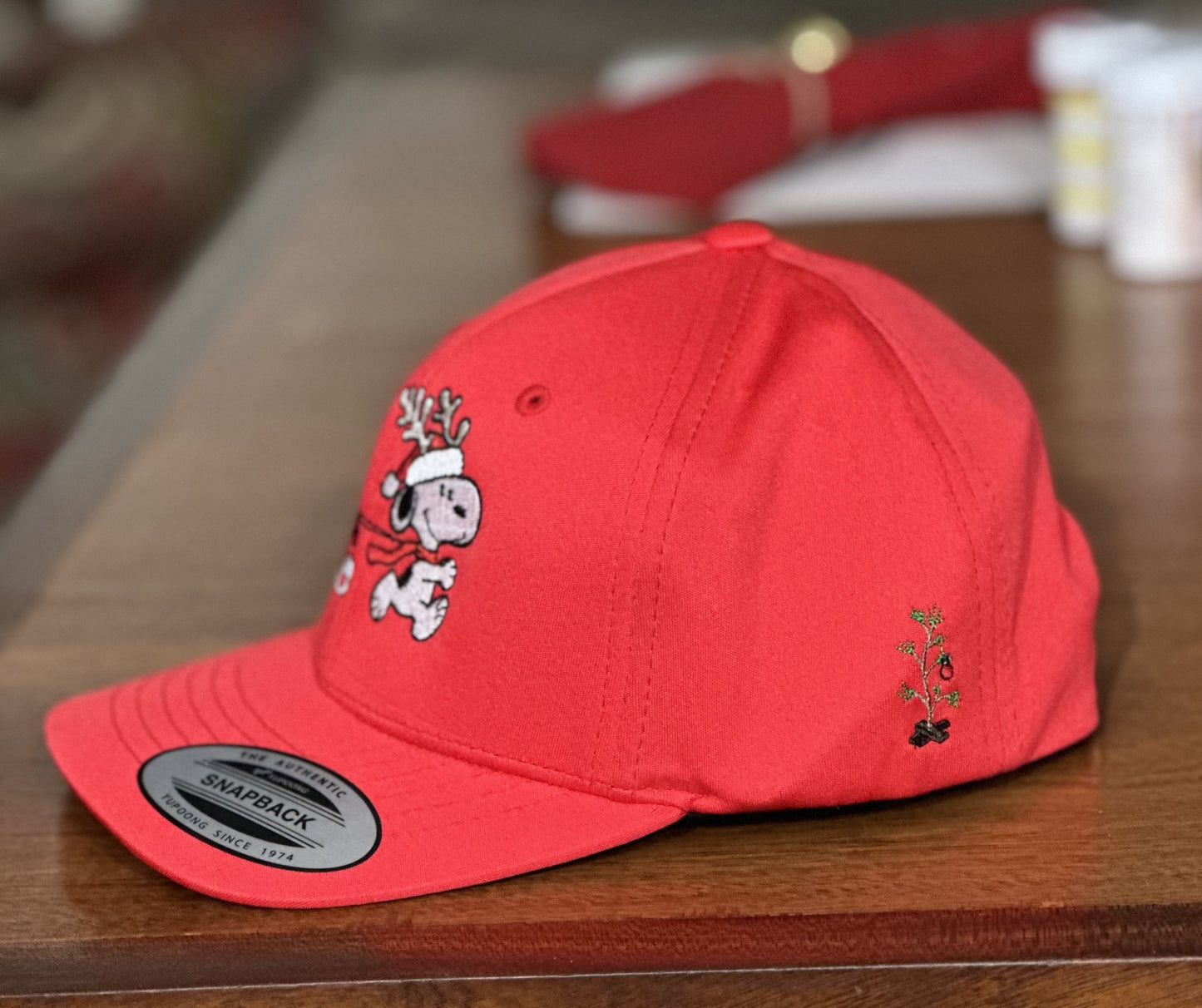 YOUTH- GHC's Flex Fit Embroidered Christmas Snoopy/Woodstock/Red